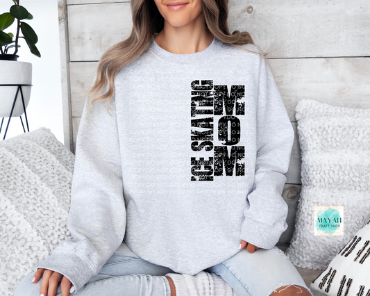 Ice skating mom ash grey sweatshirt. -Mayan Craft Shop