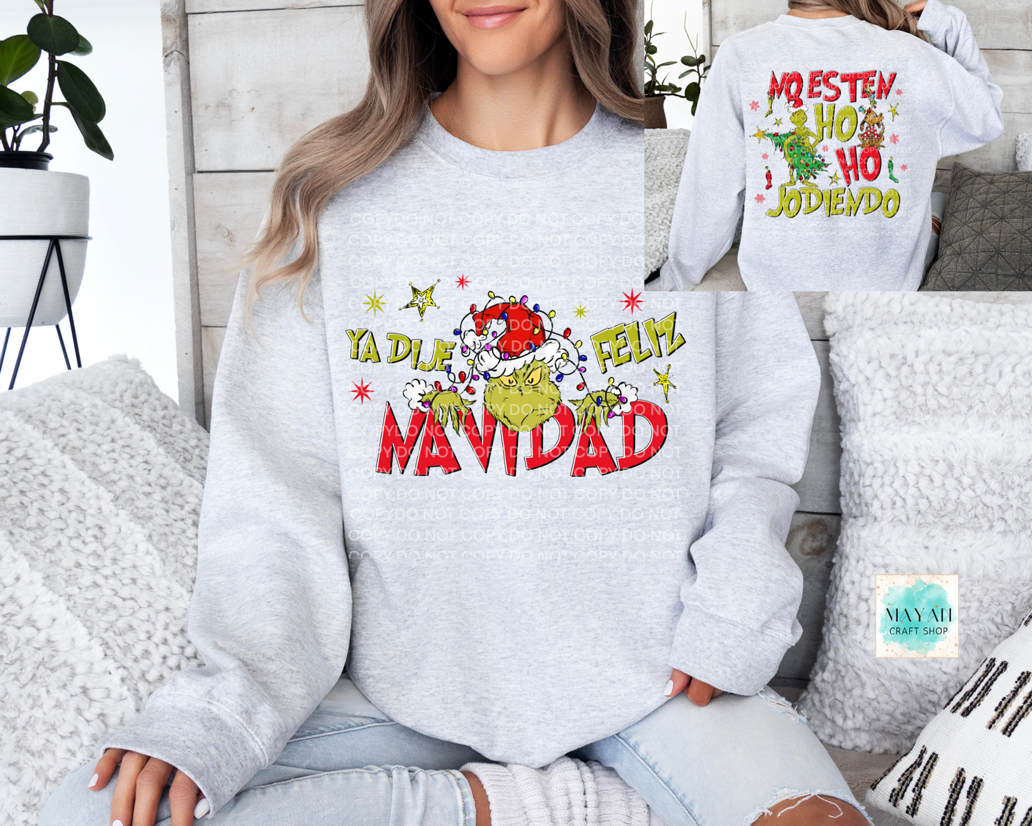 Ya dije feliz navidad ash grey sweatshirt. -Mayan Craft Shop