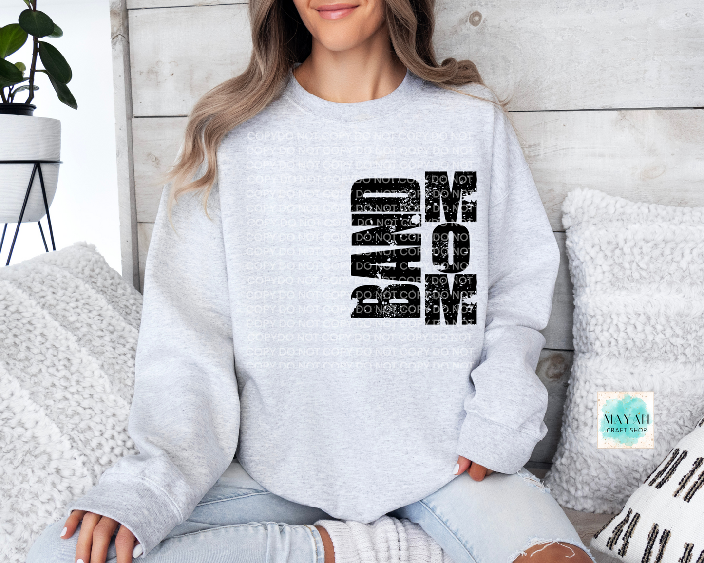 Band mom ash grey sweatshirt. -Mayan Craft Shop