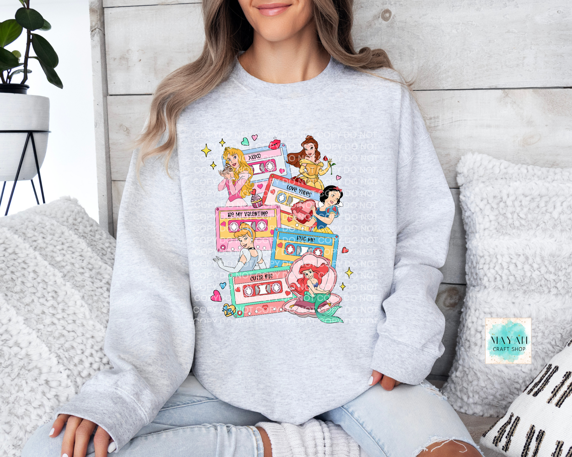 Love mixtape princess ash grey sweatshirt. -Mayan Craft Shop