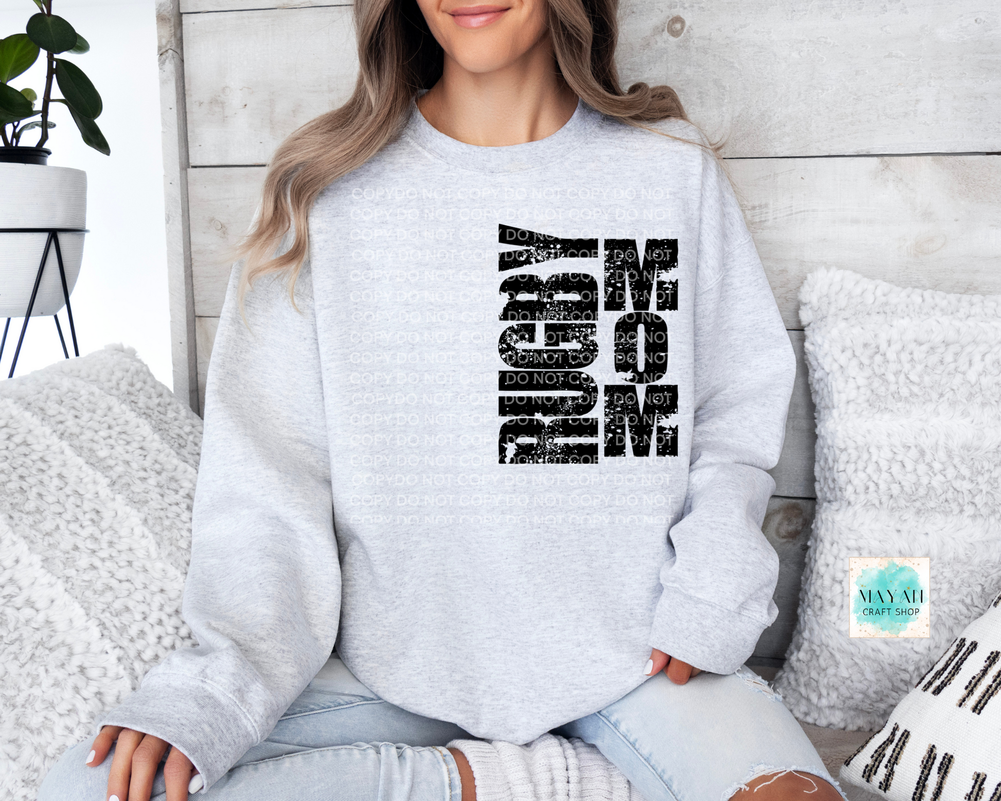 Rugby mom ash grey sweatshirt. -Mayan Craft Shop