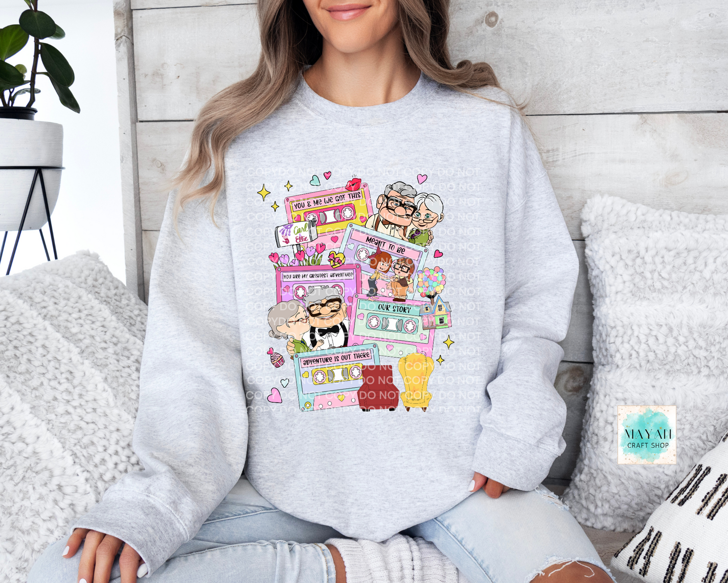 Love mixtape couple ash grey sweatshirt. -Mayan Craft Shop