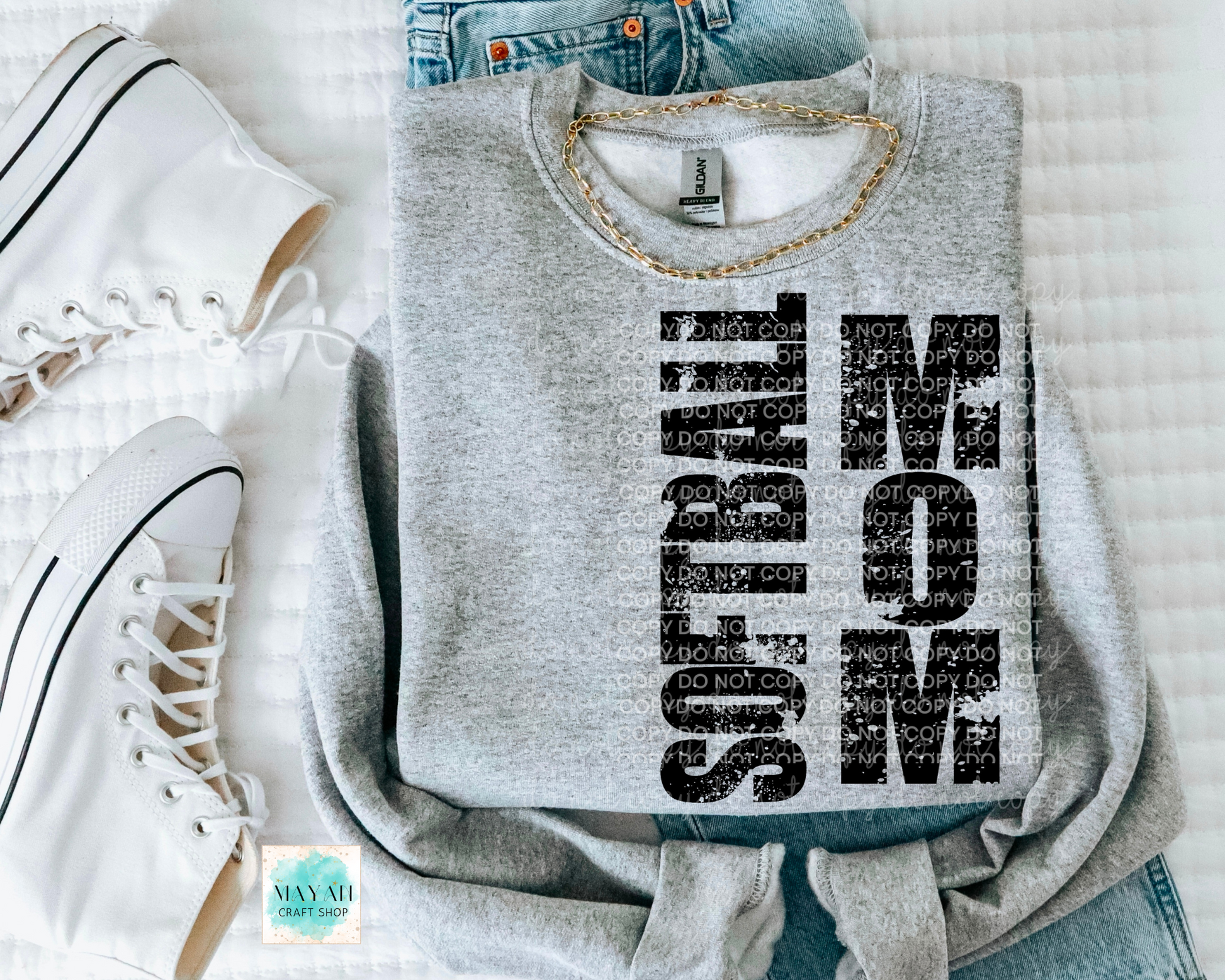 Softball mom heather grey sweatshirt. -Mayan Craft Shop