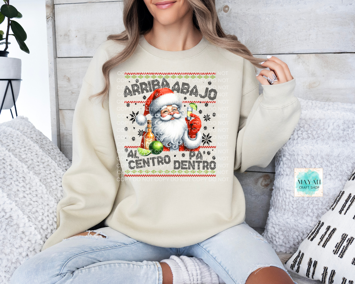 Arriba abajo Santa sand sweatshirt. -Mayan Craft Shop