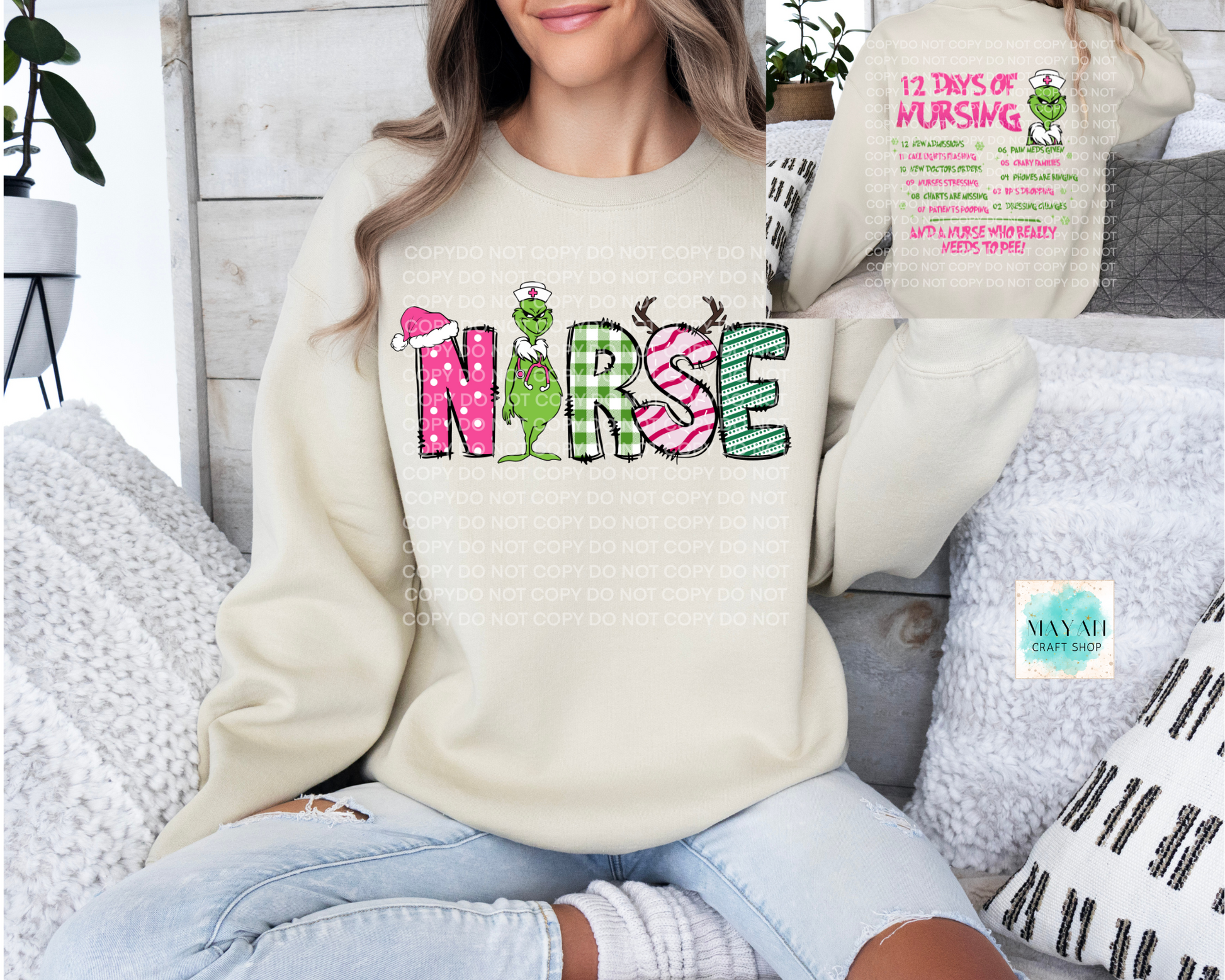 12 days of nursing sand sweatshirt. -Mayan Craft Shop