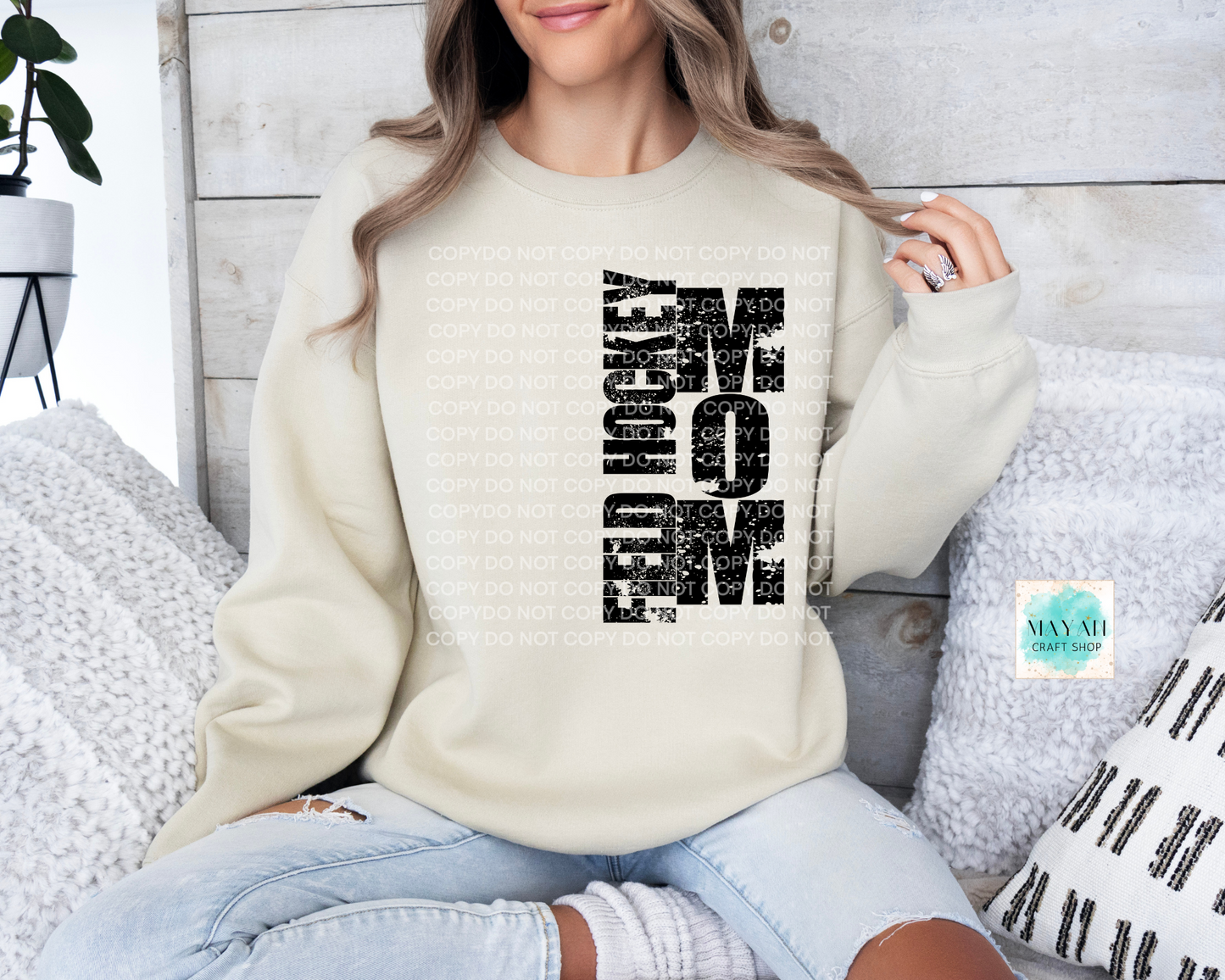 Field hockey mom sand sweatshirt. -Mayan Craft Shop