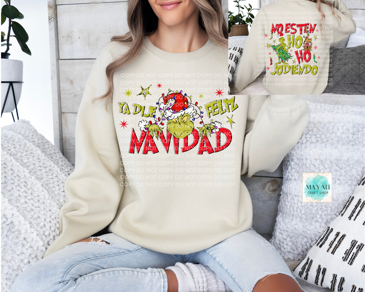 Ya dije feliz navidad sand sweatshirt. -Mayan Craft Shop