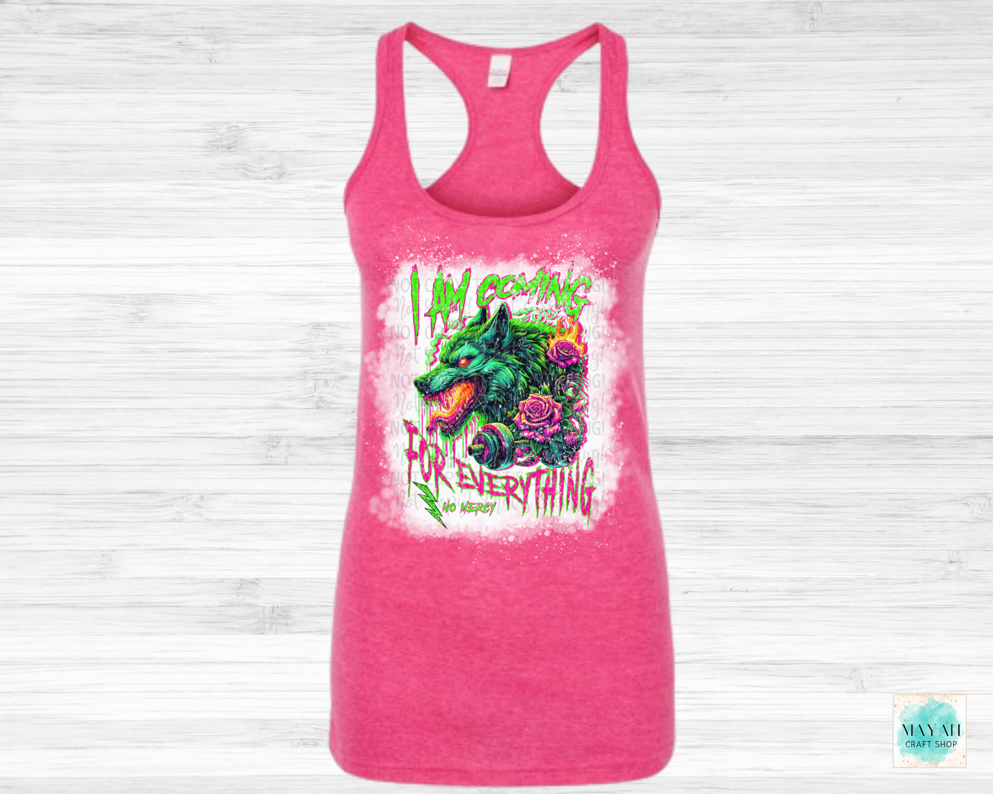 Coming for everything heather fuchsia bleached tank top. -Mayan Craft Shop