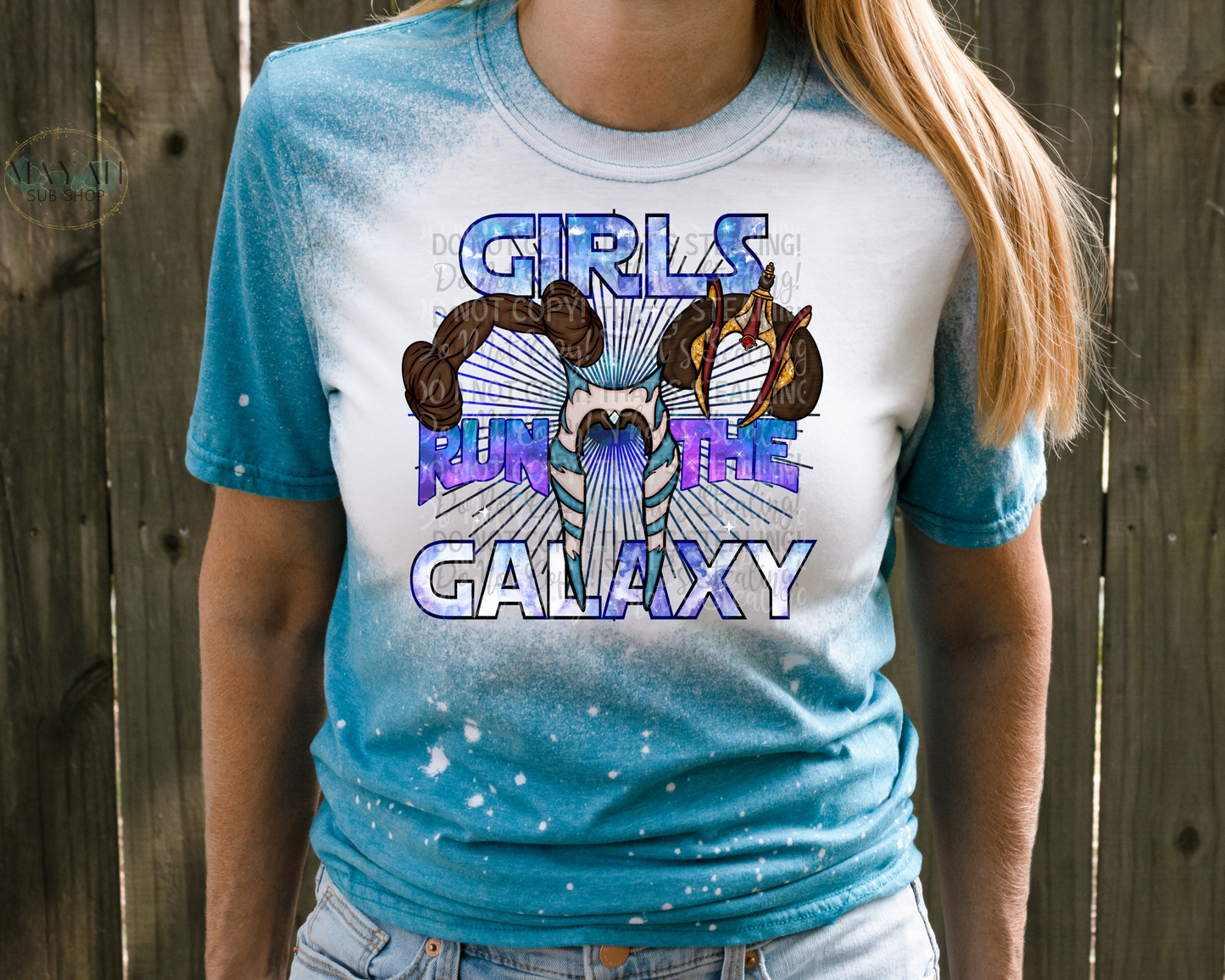 Girls Run The Galaxy Bleached Tee - Mayan Sub Shop