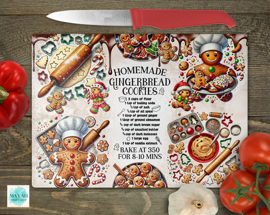 Gingerbread cookies recipe cutting board. -Mayan Craft Shop