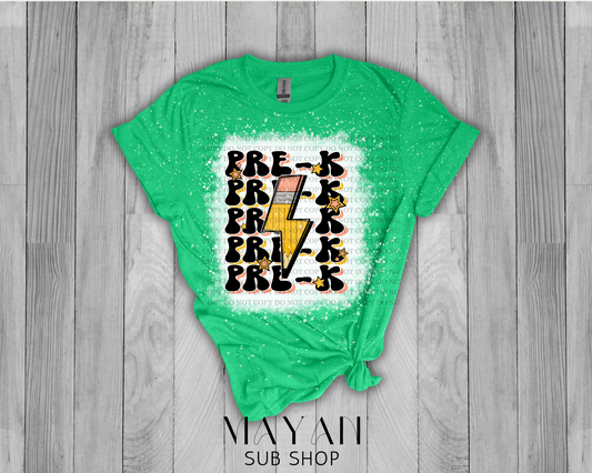 Pre-K Teacher Retro Bleached Shirt - Mayan Sub Shop