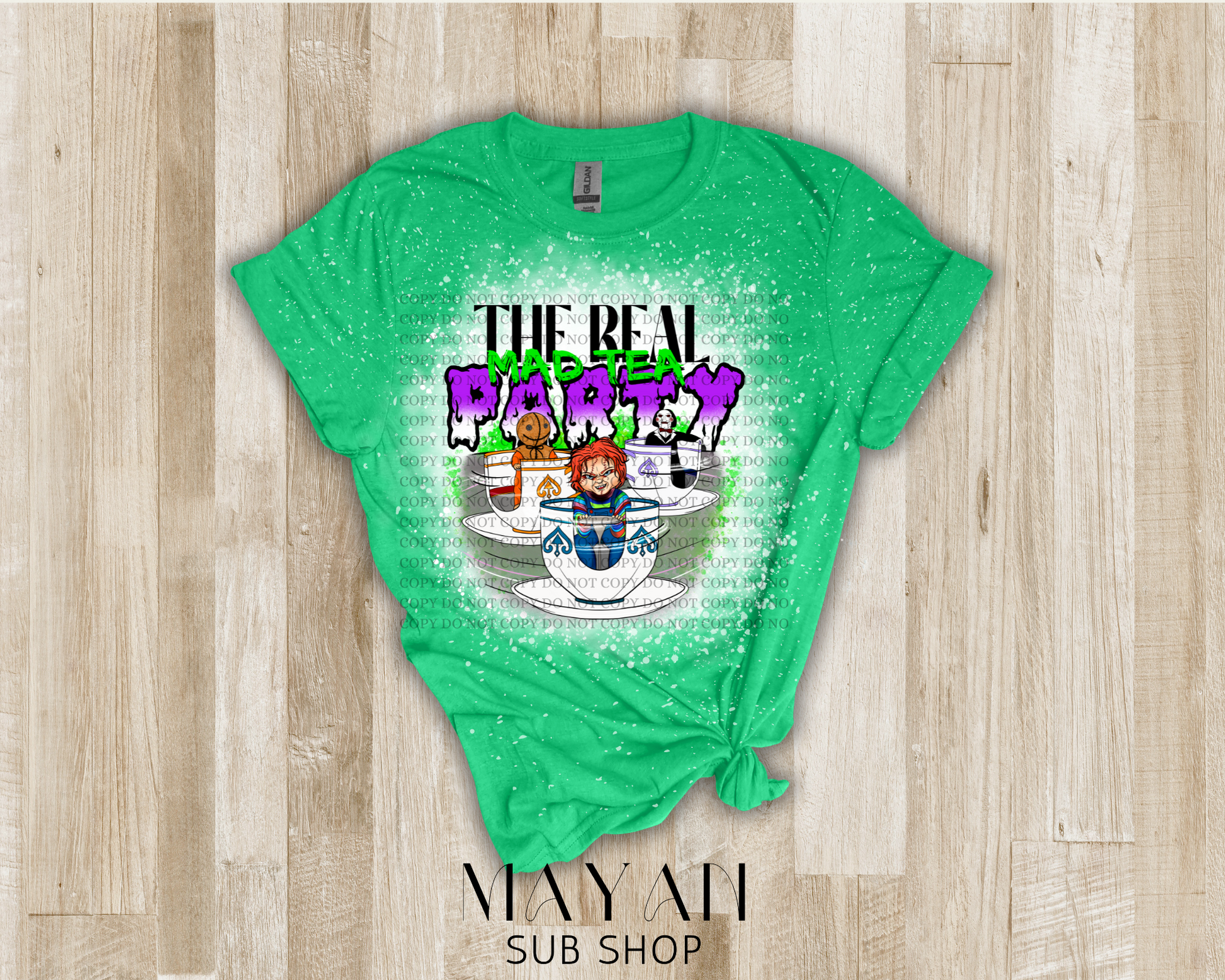 The real mad tea party bleached shirt - Mayan Sub Shop