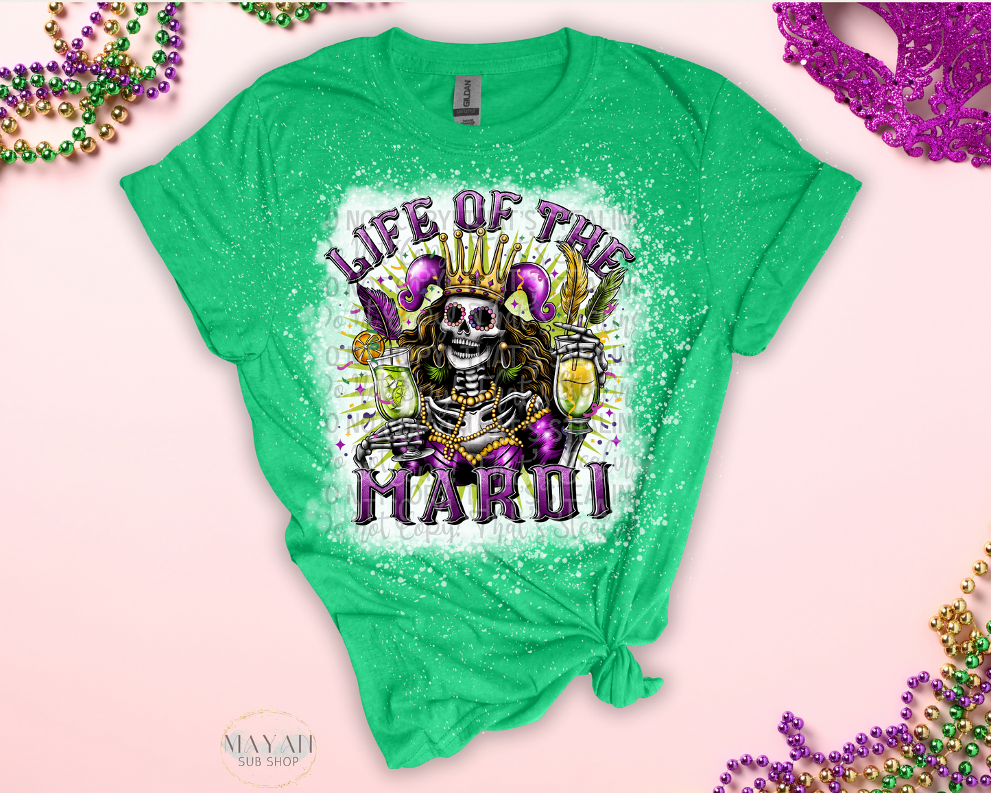 Life Of The Mardi Bleached Shirt - Mayan Sub Shop