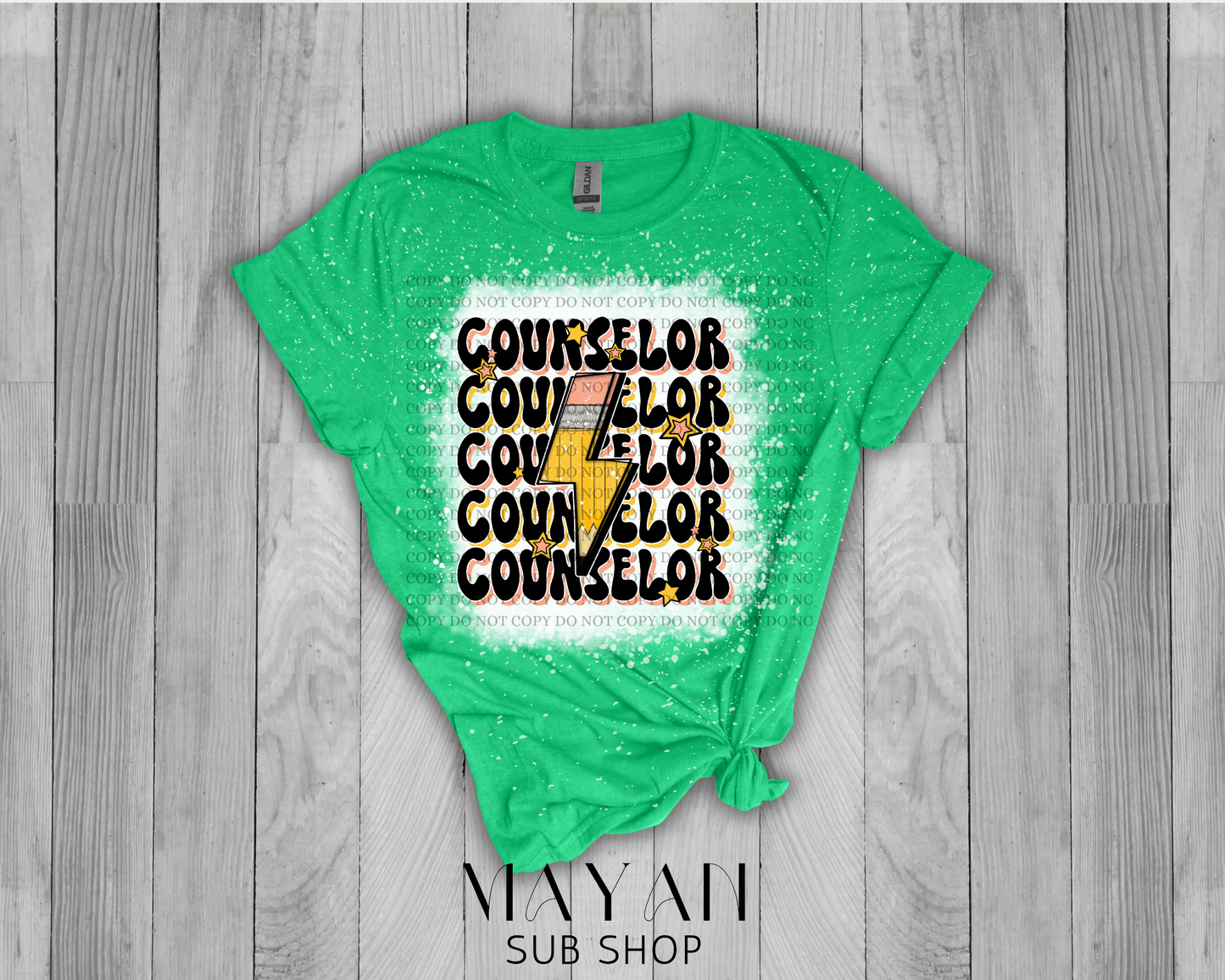 Counselor Stacked Retro Bleached Shirt - Mayan Sub Shop