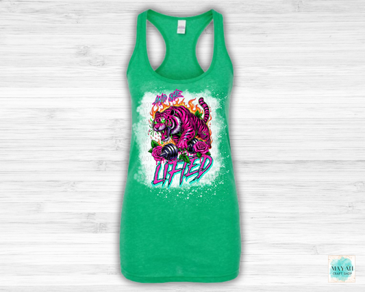And she lifted heather irish green bleached tank top. -Mayan Craft Shop
