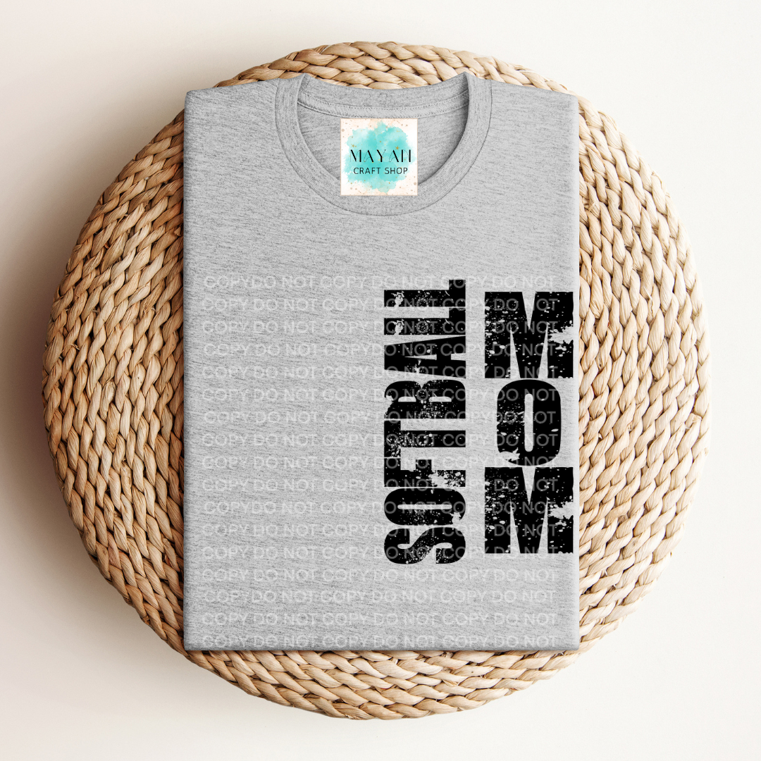 Softball mom heather grey shirt. -Mayan Craft Shop