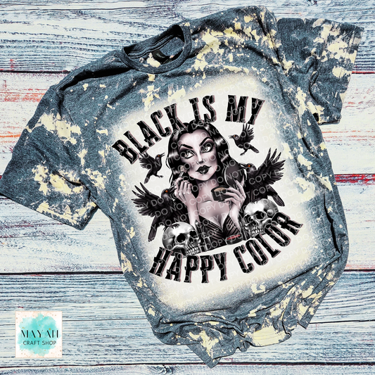 Bleached t-shirt with graphic design and text on a wooden surface