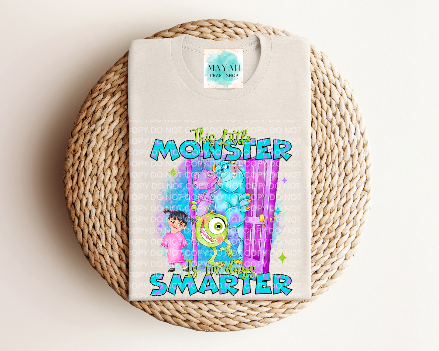 This little monster is 100 days smarter kids heather dust shirt. -Mayan Craft Shop