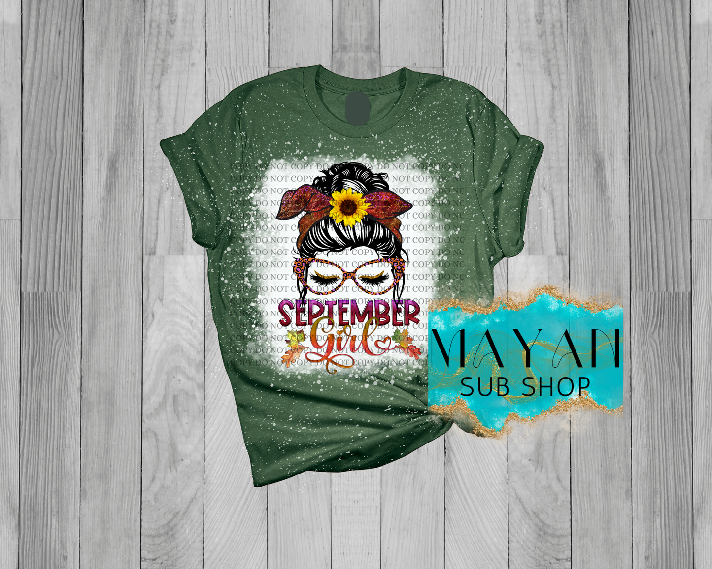 September Girl Messy Bun Bleached Shirt - Mayan Sub Shop