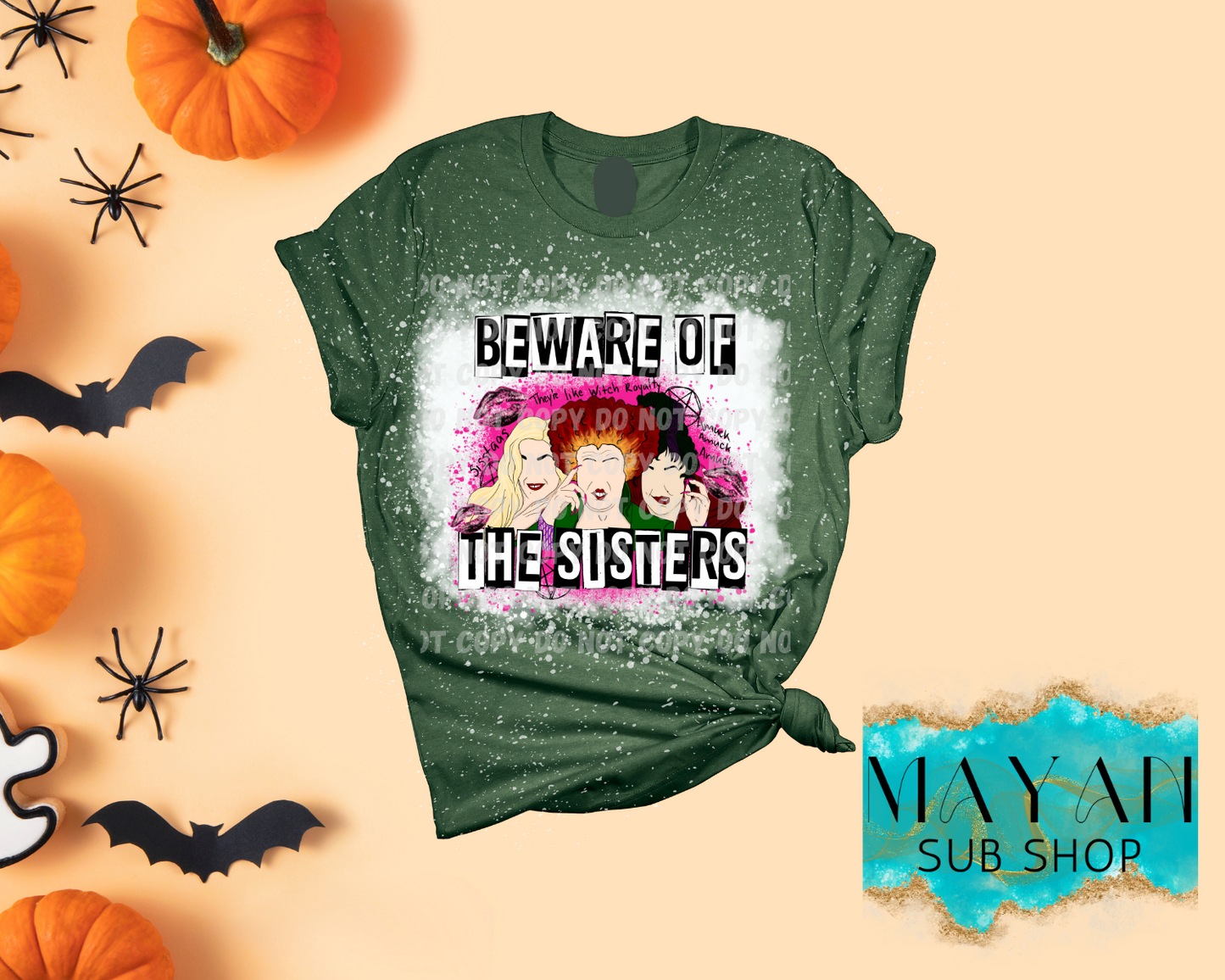 Beware Of The Sisters Bleached Shirt - Mayan Sub Shop