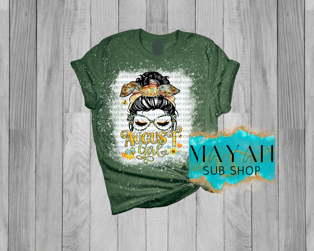 August Girl Messy Bun Bleached Shirt - Mayan Sub Shop