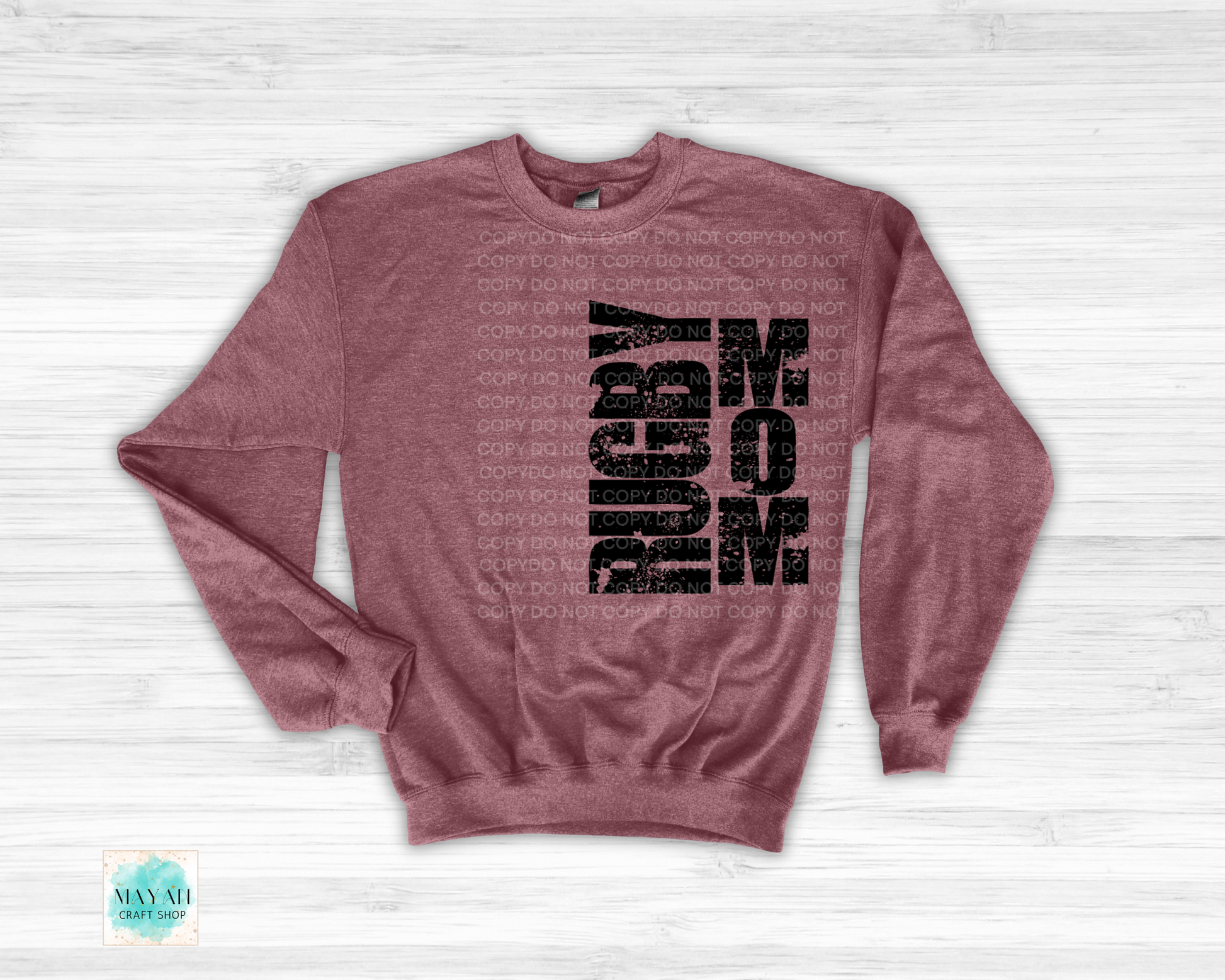 Rugby mom heather maroon sweatshirt. -Mayan Craft Shop