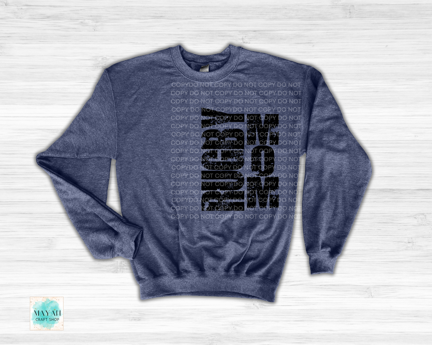 Rugby mom heather navy sweatshirt. -Mayan Craft Shop