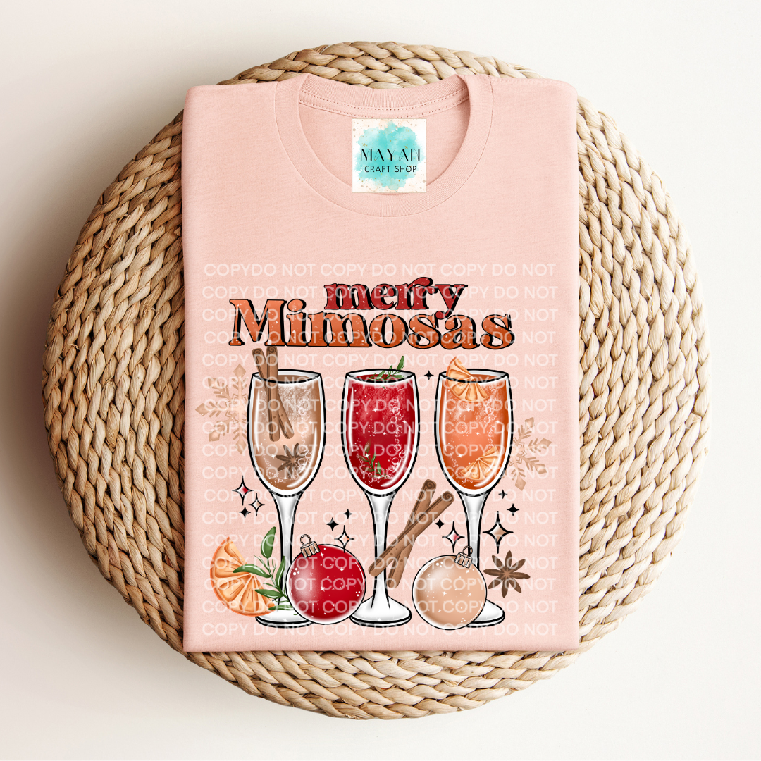 Merry mimosas heather peach shirt. -Mayan Sub Shop 