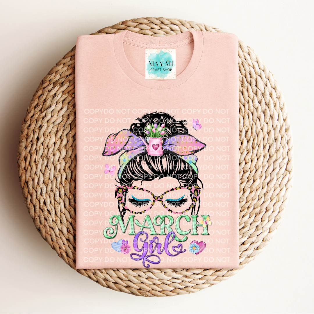 March girl heather peach shirt. -Mayan Craft Shop