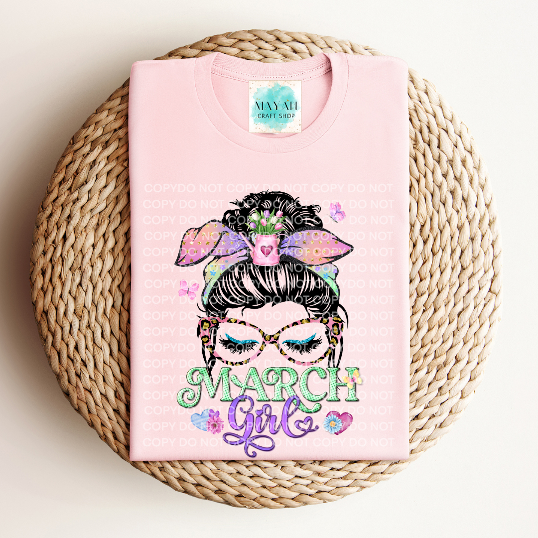 March girl heather pink shirt. -Mayan Craft Shop