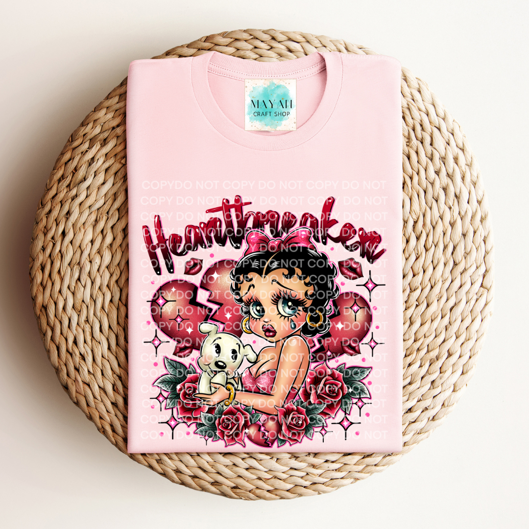 Heart breaker heather pink shirt. -Mayan Craft Shop