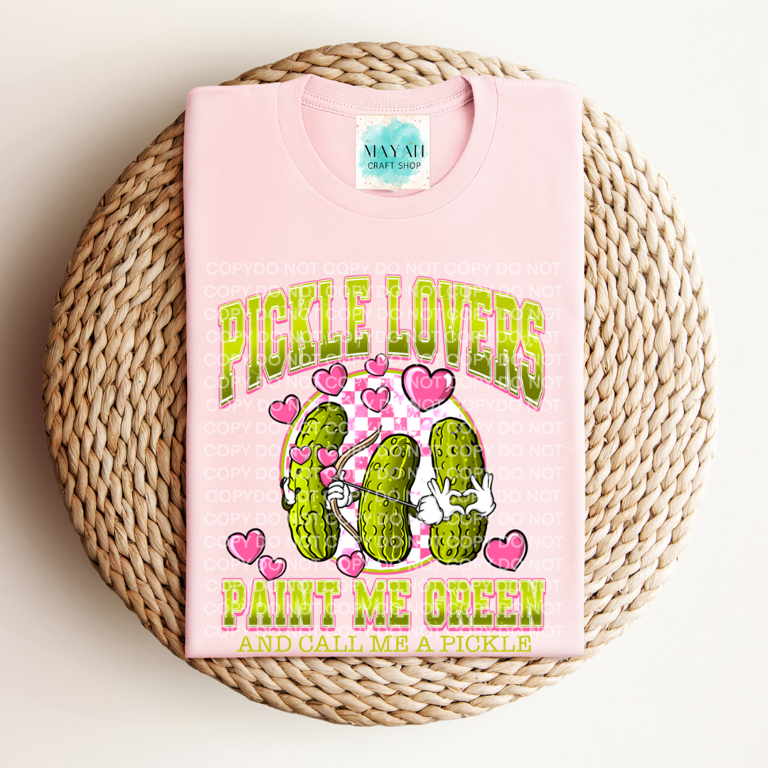 Pickle lovers heather pink shirt. -Mayan Craft Shop