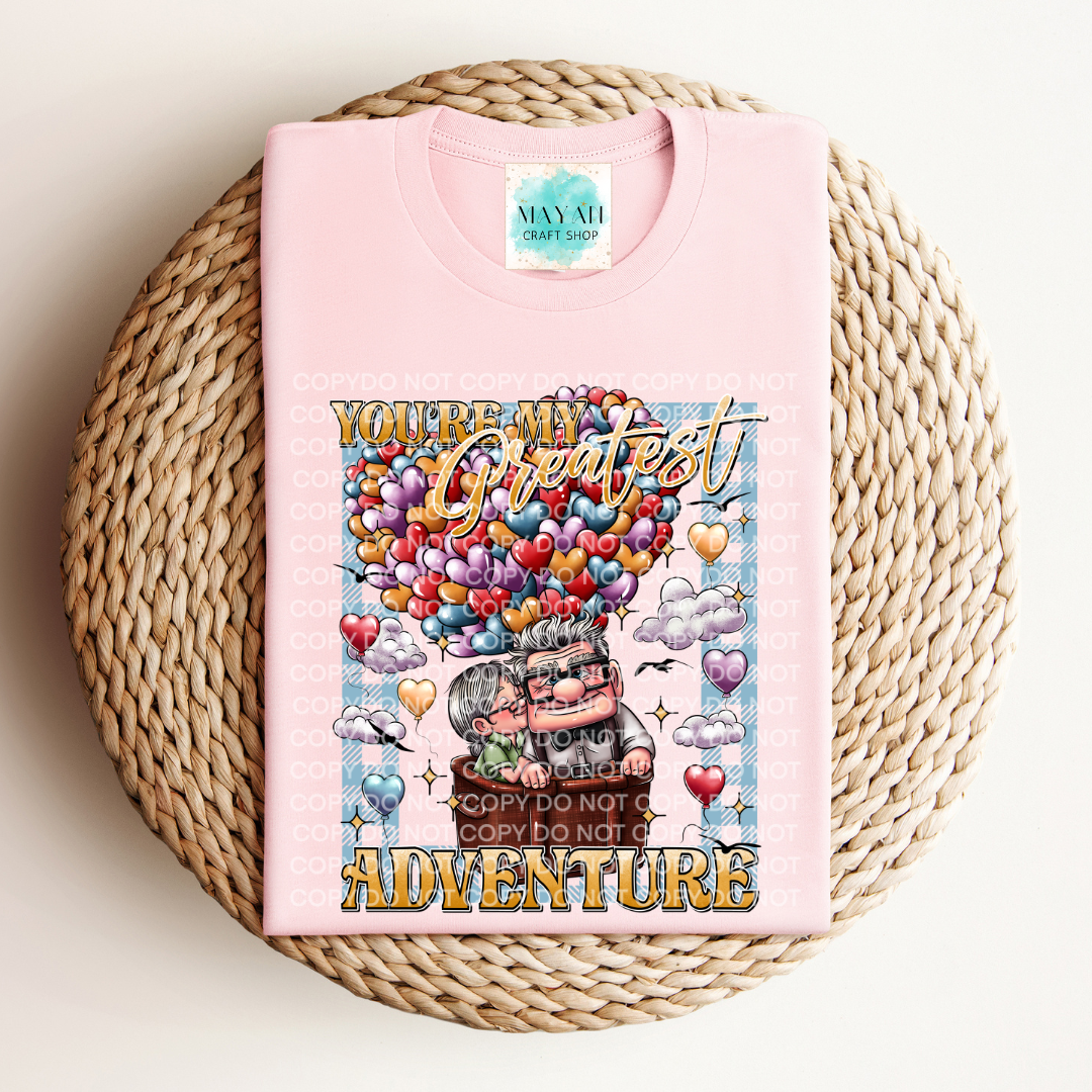 My greatest adventure heather pink shirt. -Mayan Craft Shop