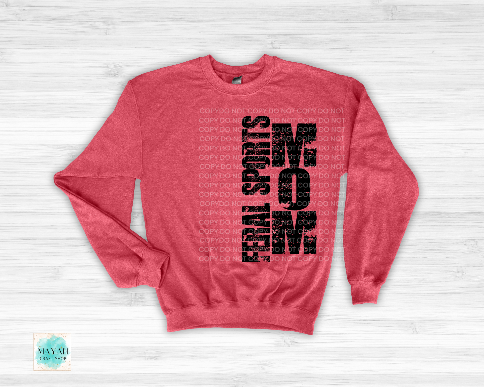 Feral sports mom heather red sweatshirt. -Mayan Craft Shop