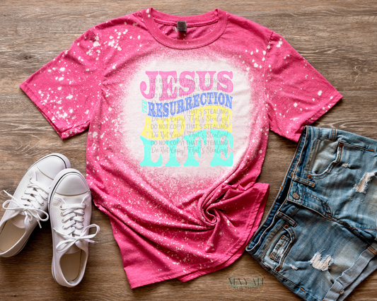 Jesus resurrection life bleached tee. -Mayan Sub Shop