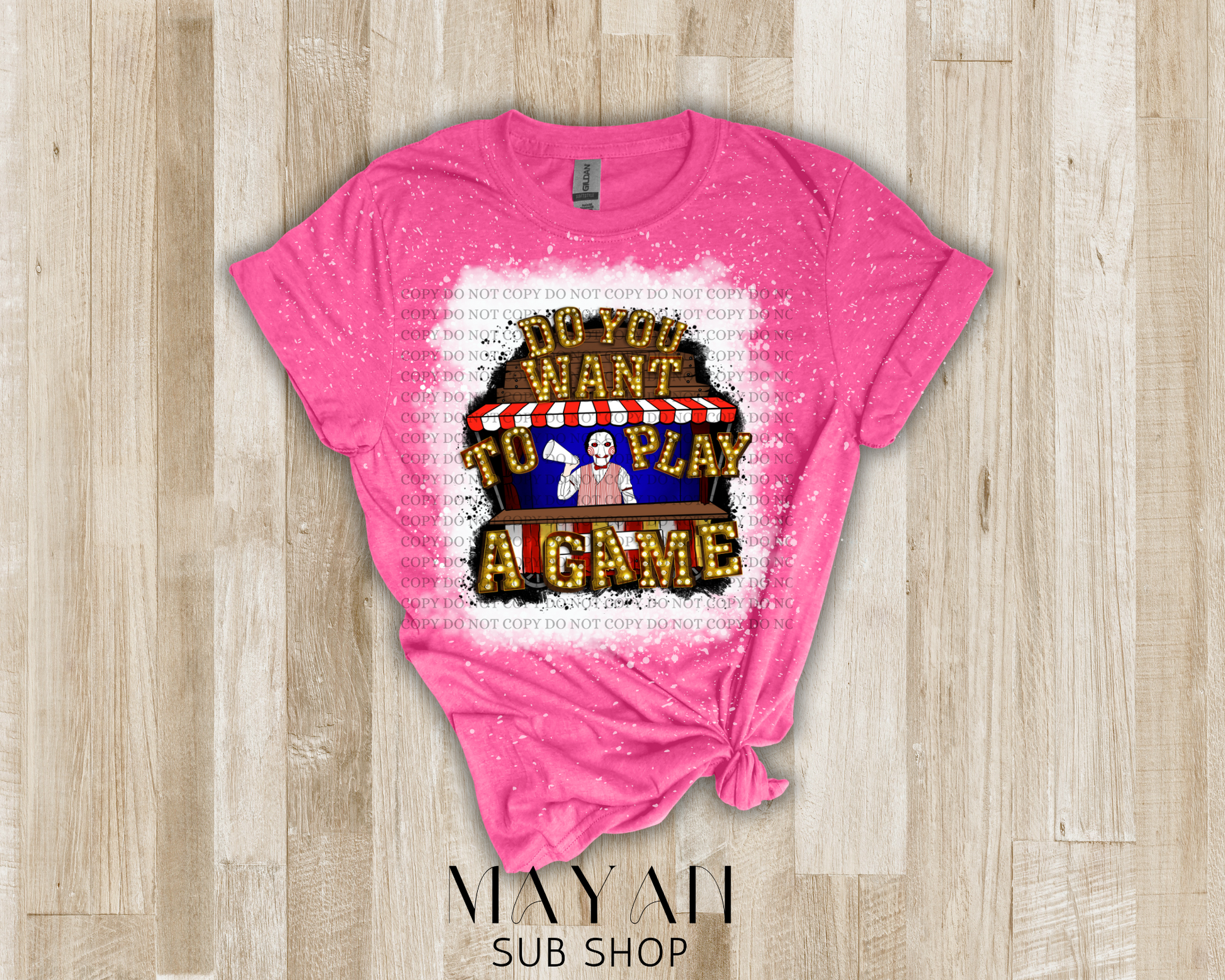 Play a game bleached shirt - Mayan Sub Shop