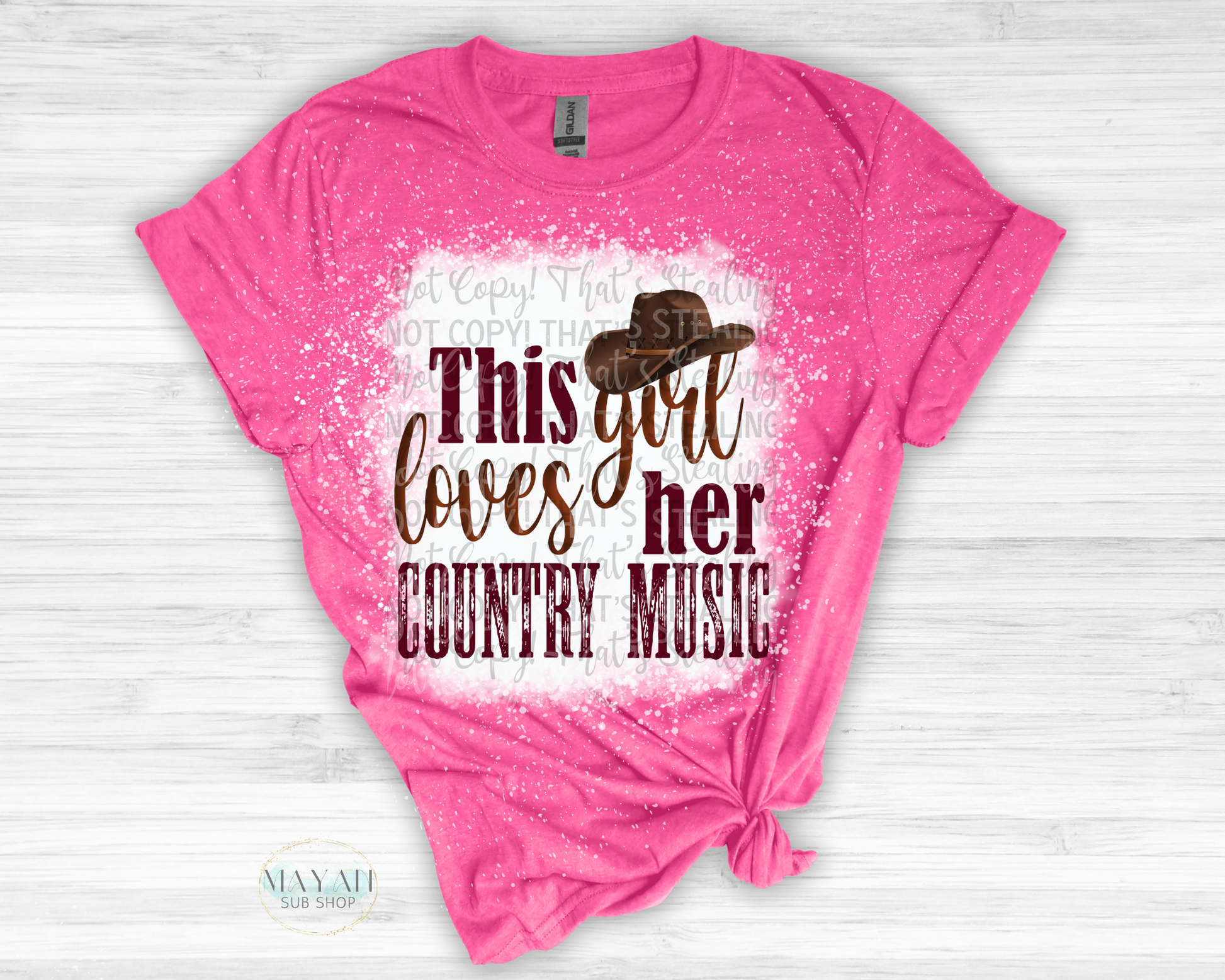 This Girl Loves Her Country Music Bleached Shirt - Mayan Sub Shop