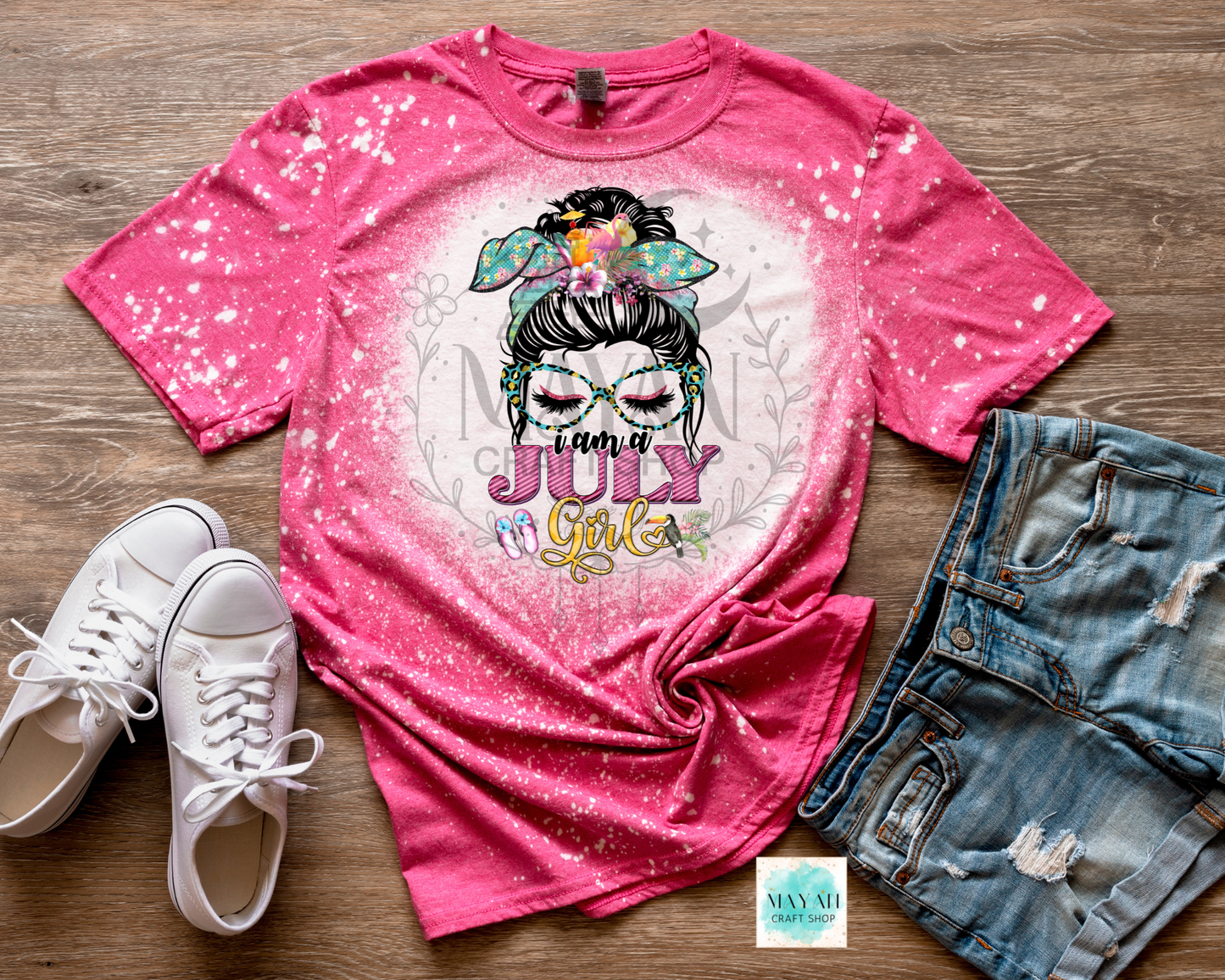 July girl heather heliconia bleached shirt.
