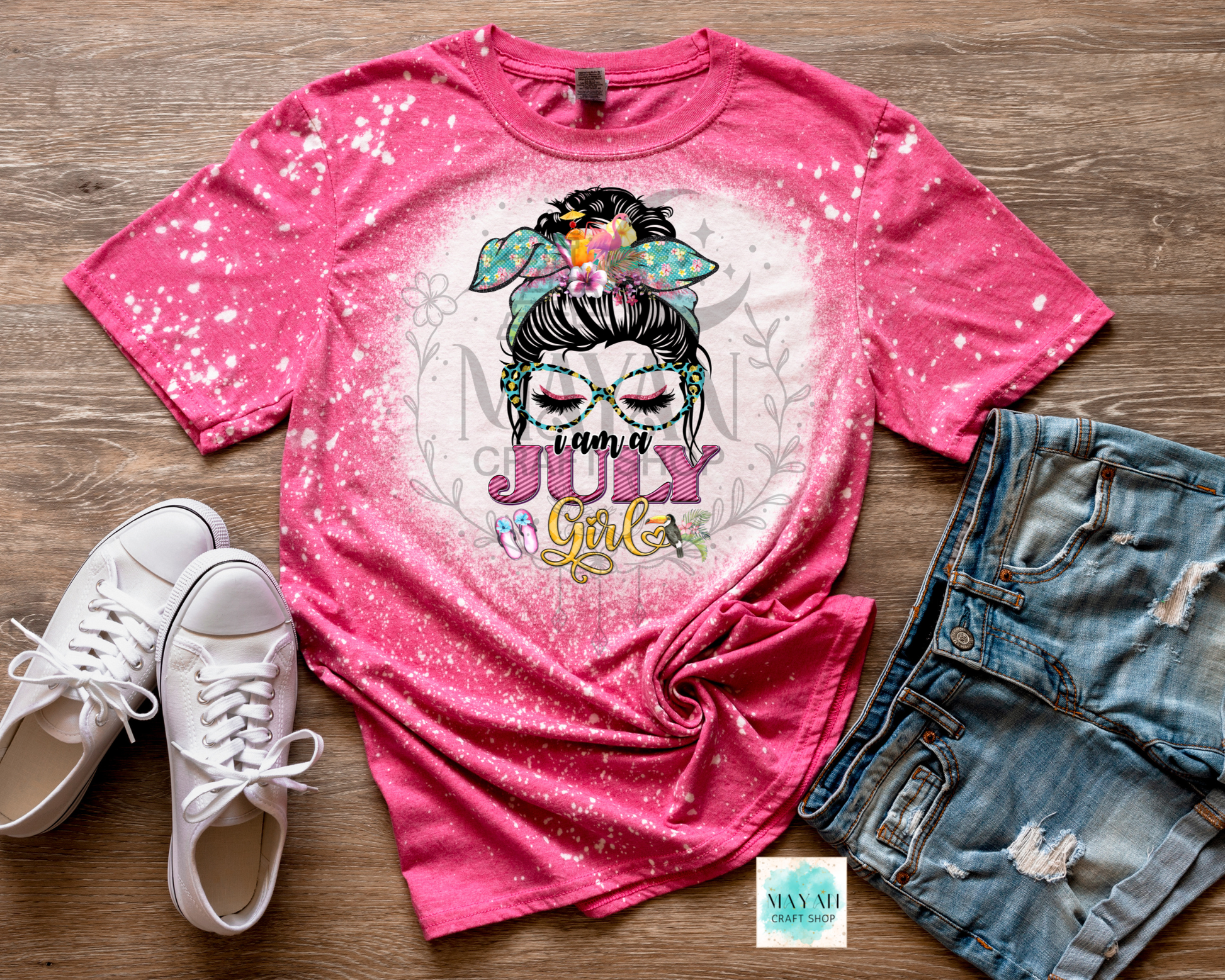 July girl heather heliconia bleached shirt.