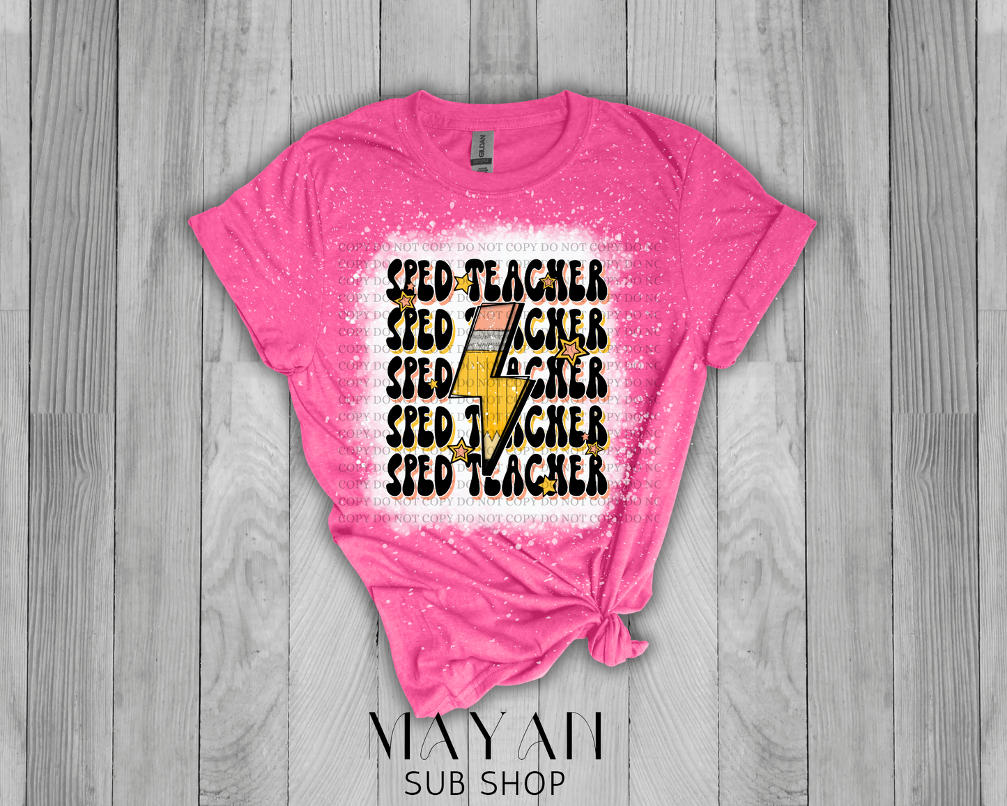 SPED-Teacher Stacked Retro Bleached Shirt - Mayan Sub Shop