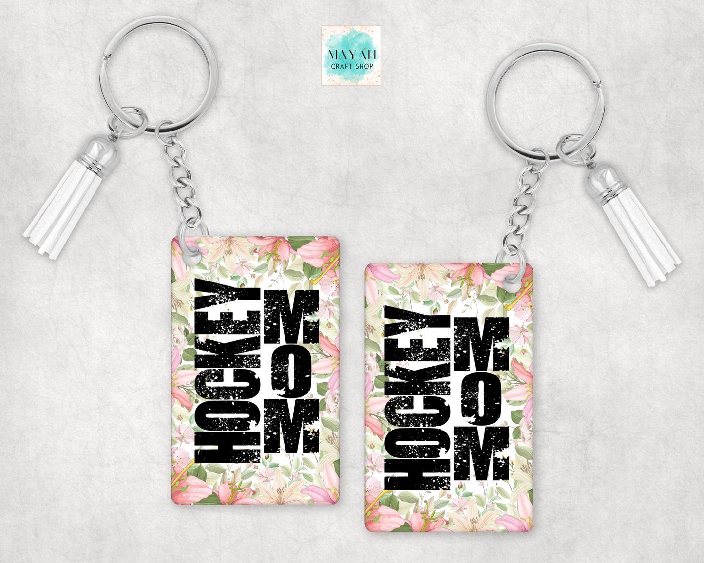 Hockey mom keychain. -Mayan Craft Shop