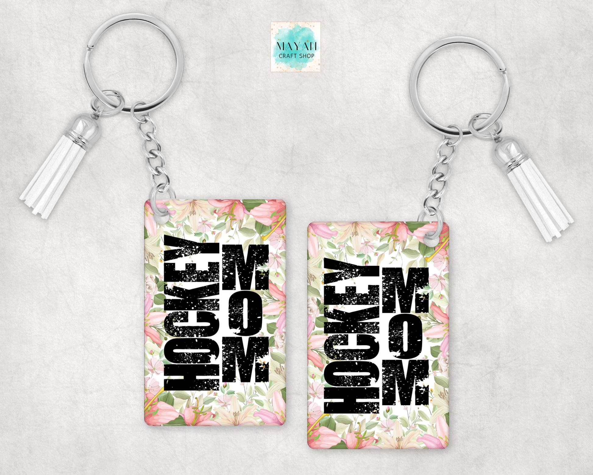 Hockey mom keychain. -Mayan Craft Shop