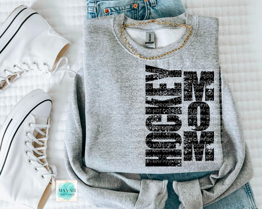 Hockey mom heather grey sweatshirt. -Mayan Craft Shop