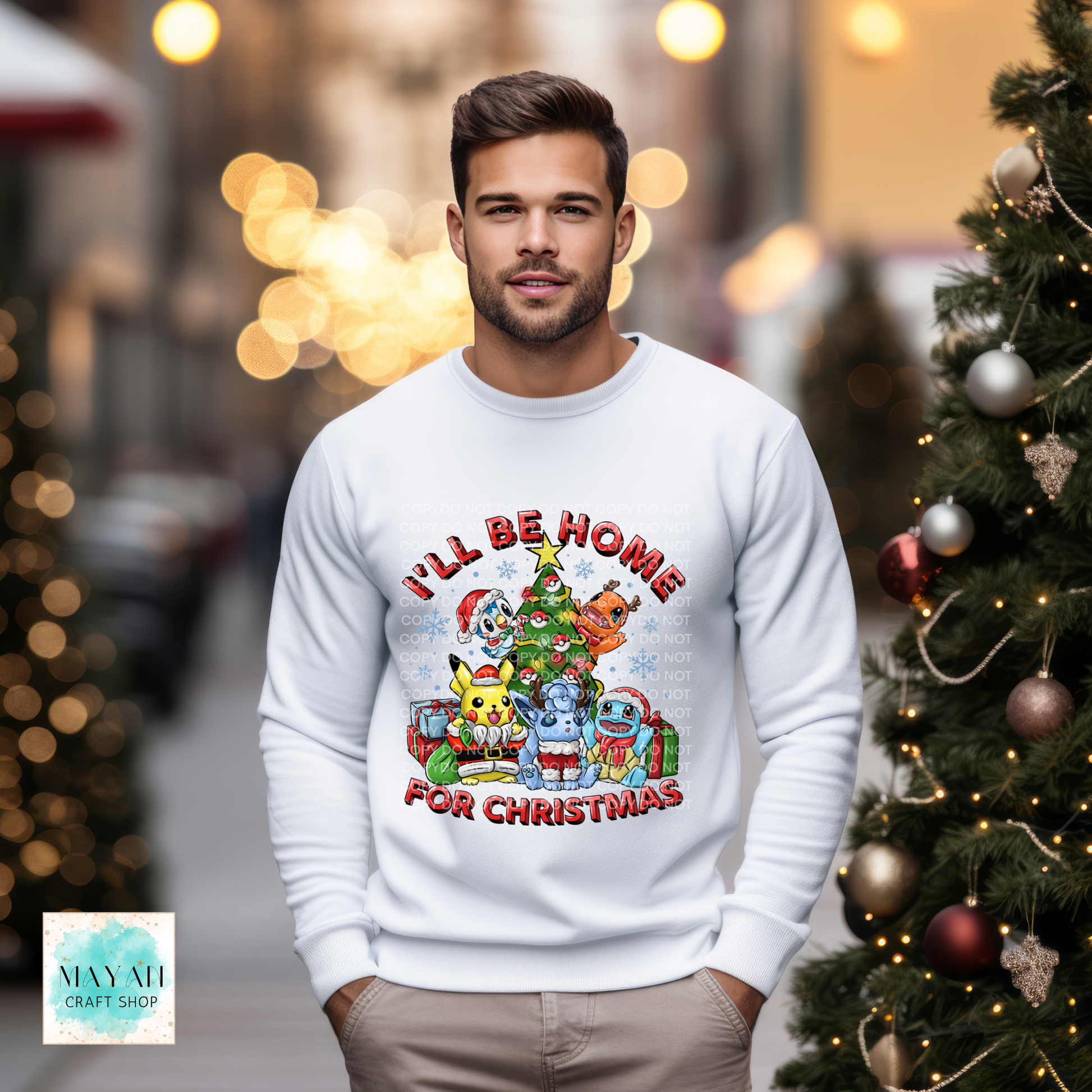 Christmas sweatshirt with anime characters.