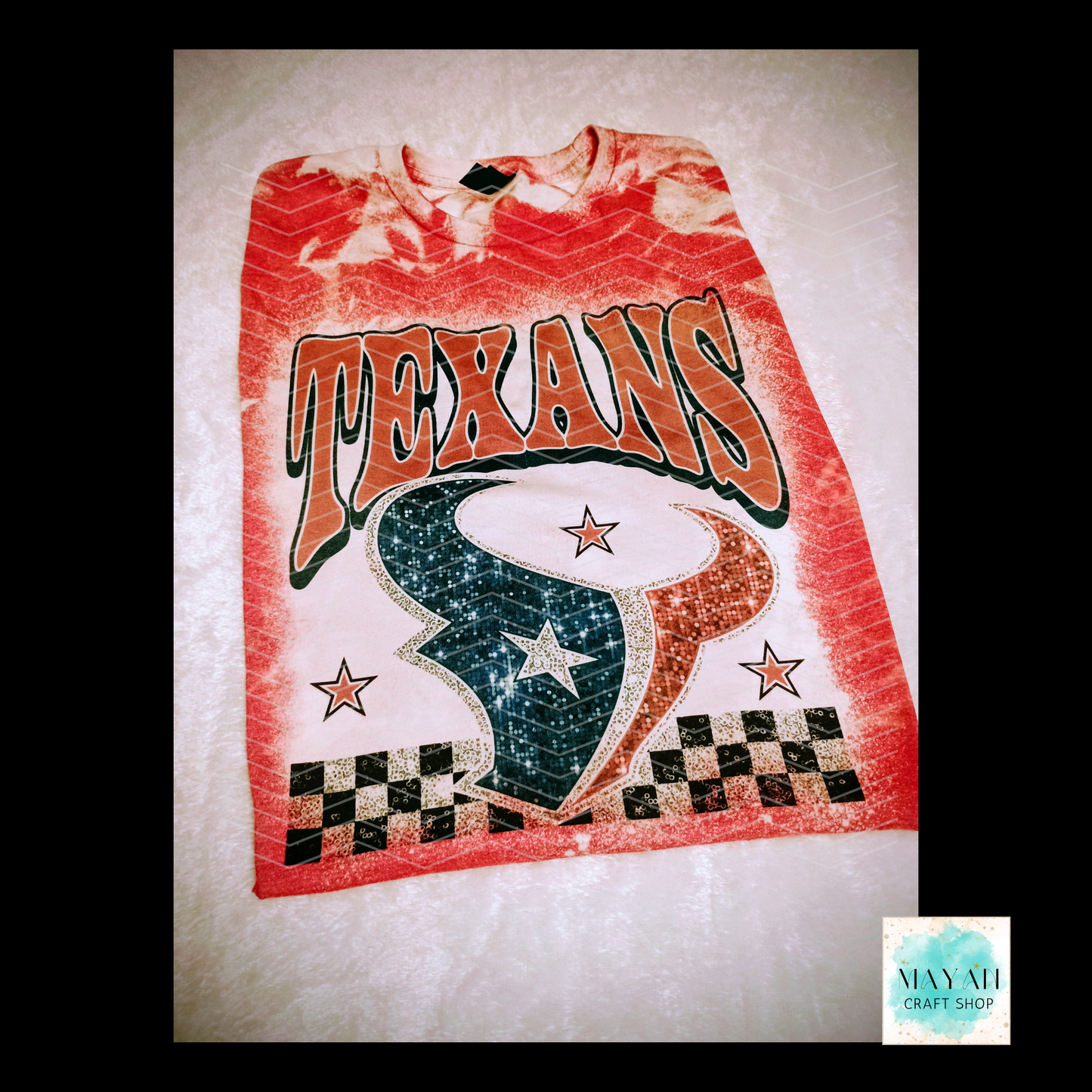 Houston Football Glitter Bleached Tee