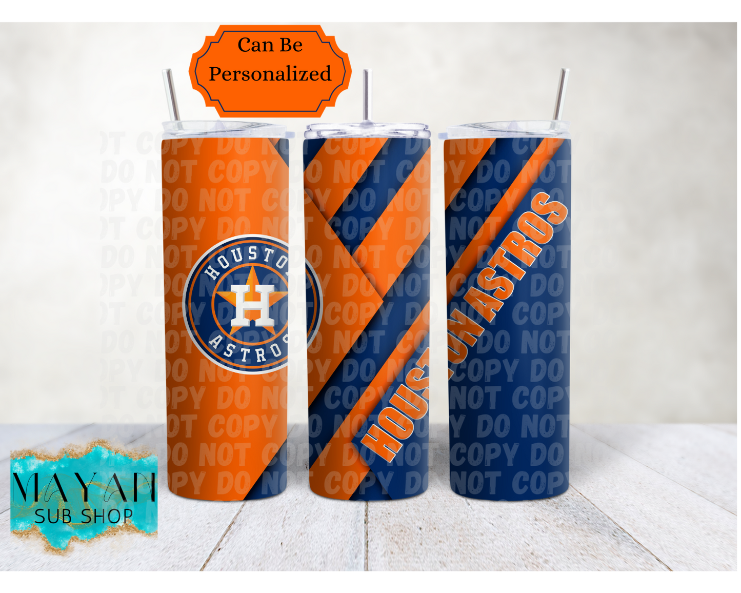 Houston Baseball Orange and Blue 20 oz. Skinny Tumbler - Mayan Sub Shop