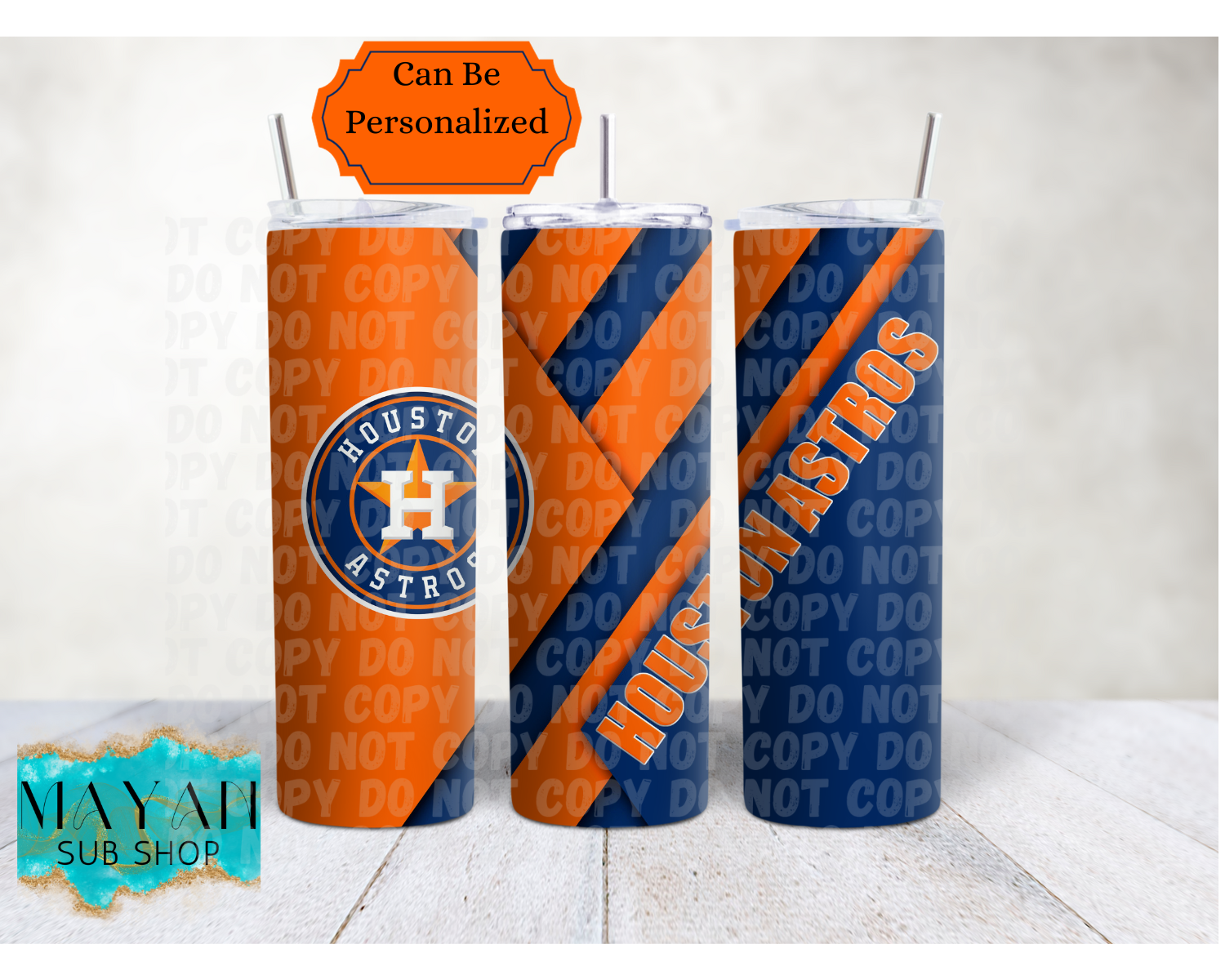 Houston Baseball Orange and Blue 20 oz. Skinny Tumbler - Mayan Sub Shop