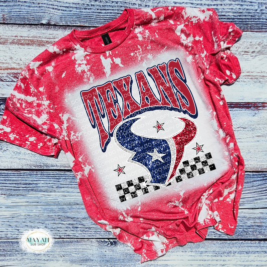 Houston Football Glitter Bleached Tee