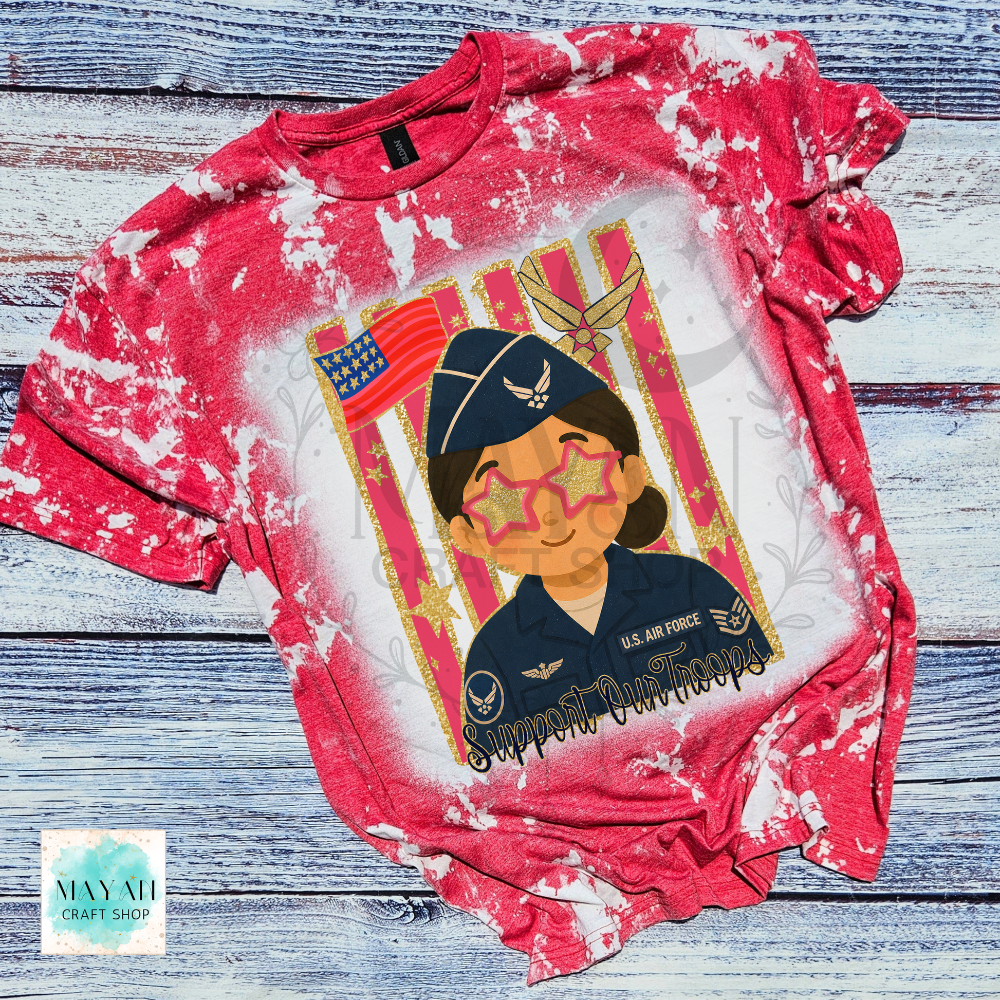 support our troops heather red bleached shirt.