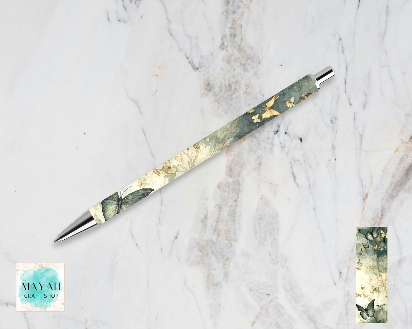 Hunter green butterflies pen.